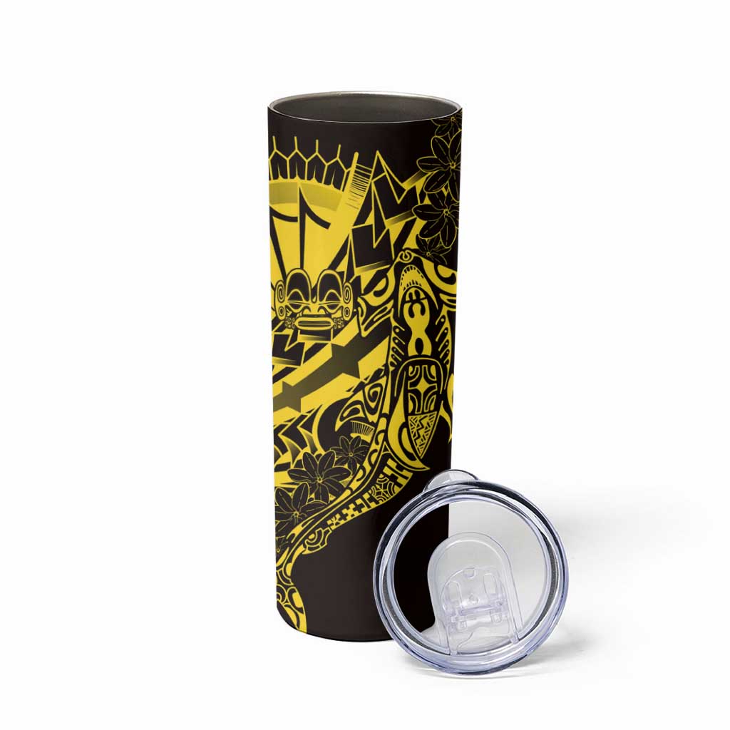 Yellow Marquesas Islands Skinny Tumbler Marquesan Matatiki Hammerhead Shark Patutiki - Polynesian Pride