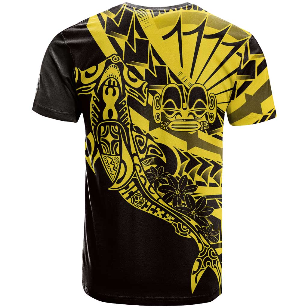 Yellow Marquesas Islands T Shirt Marquesan Matatiki Hammerhead Shark Patutiki - Polynesian Pride