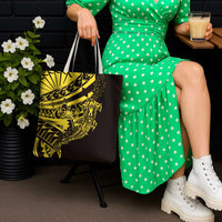 Yellow Marquesas Islands Tote Bag Marquesan Matatiki Hammerhead Shark Patutiki - Polynesian Pride