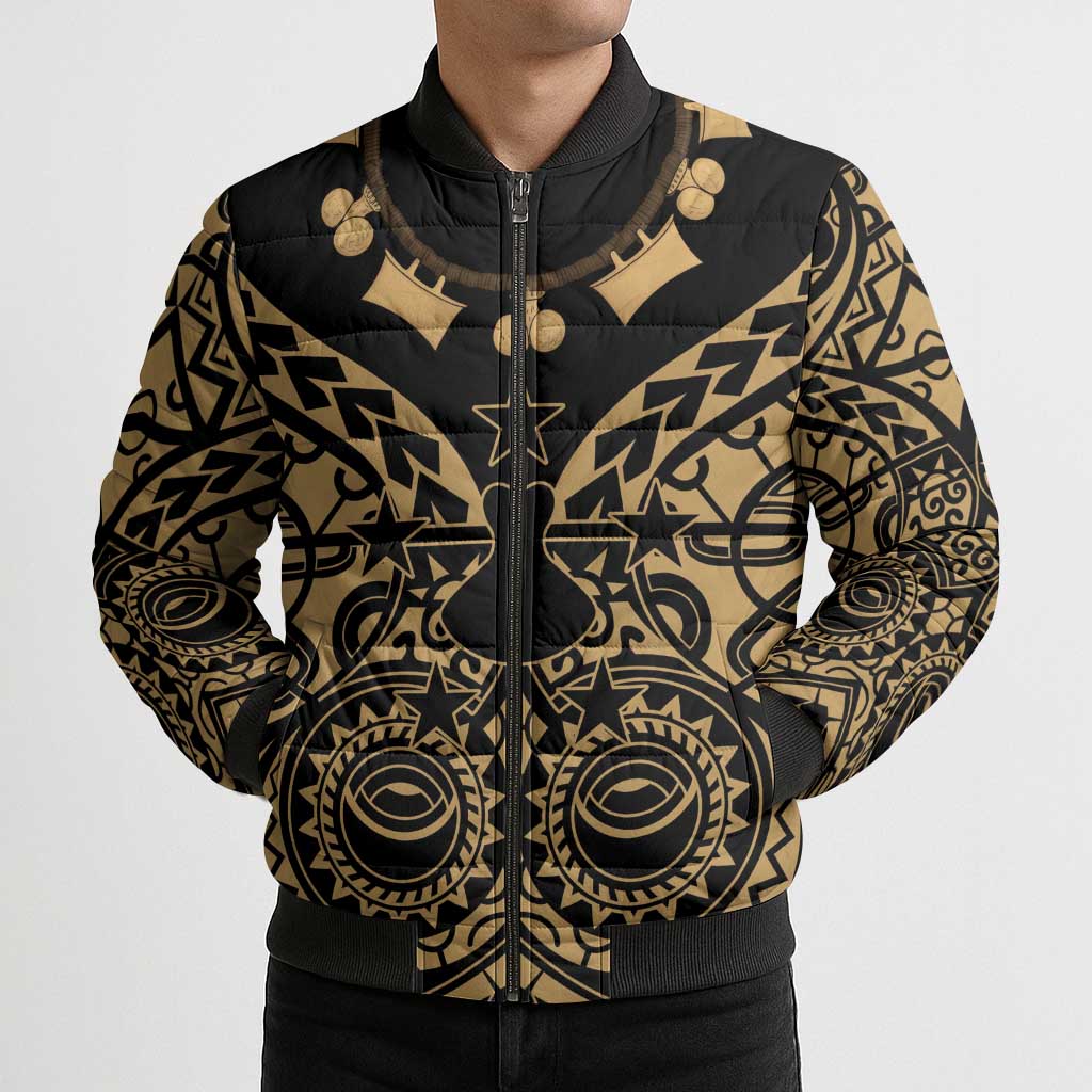 Austral Islands Bomber Puffer Jacket Tuhaa Pae Penu Stars Necklace Gold - Polynesian Pride