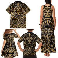 Austral Islands Family Matching Tank Maxi Dress and Hawaiian Shirt Tuhaa Pae Penu Stars Necklace Gold - Polynesian Pride
