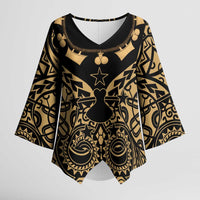Austral Islands Kimono Sleeve Blouse Tuhaa Pae Penu Stars Necklace Gold - Polynesian Pride
