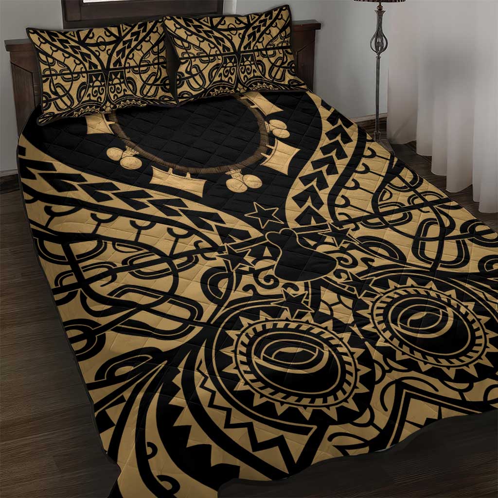 Austral Islands Quilt Bed Set Tuhaa Pae Penu Stars Necklace Gold - Polynesian Pride
