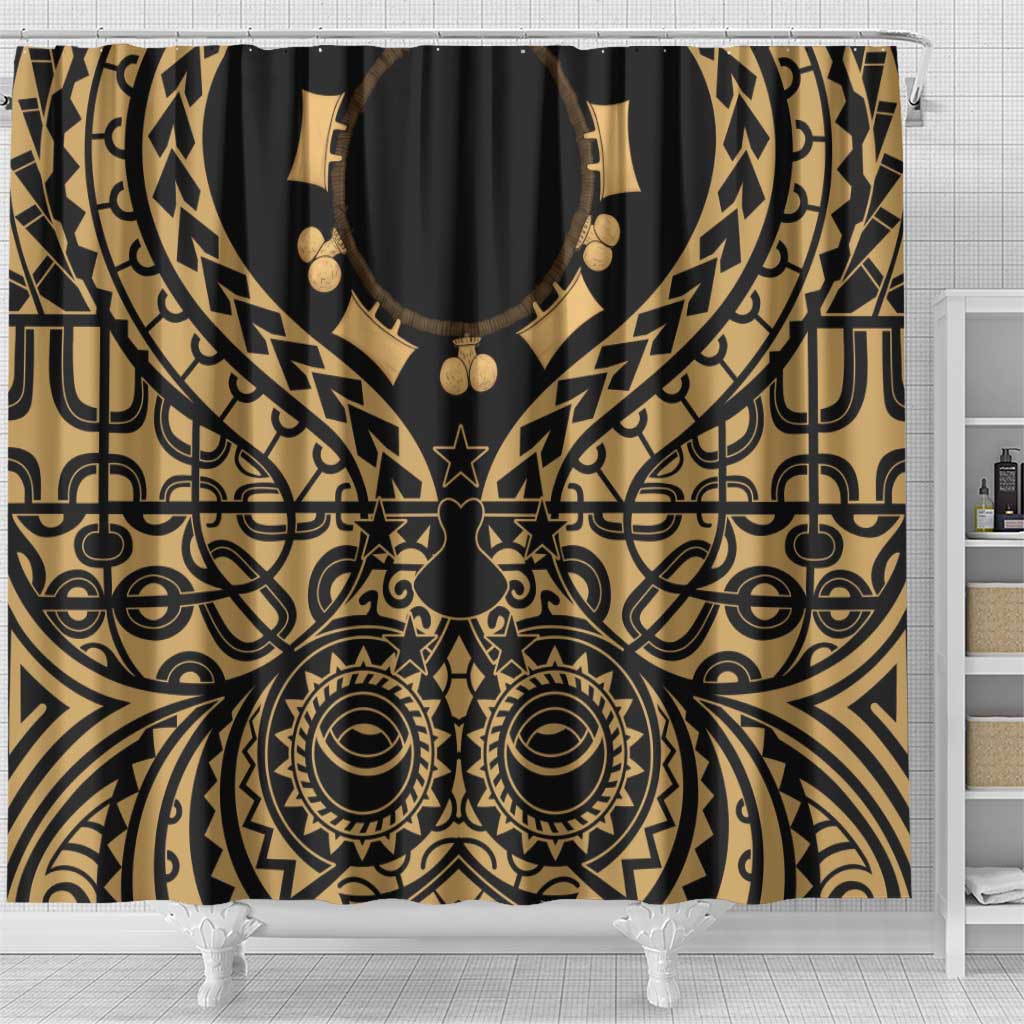 Austral Islands Shower Curtain Tuhaa Pae Penu Stars Necklace Gold - Polynesian Pride
