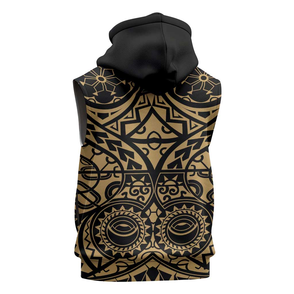 Austral Islands Sleeveless Zip Hoodie Tuhaa Pae Penu Stars Necklace Gold - Polynesian Pride