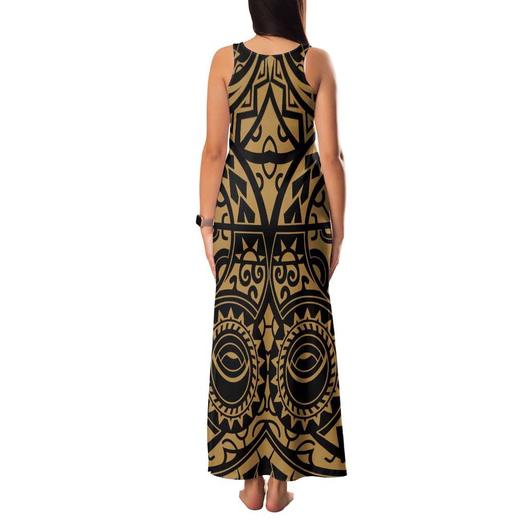Austral Islands Tank Maxi Dress Tuhaa Pae Penu Stars Necklace Gold - Polynesian Pride