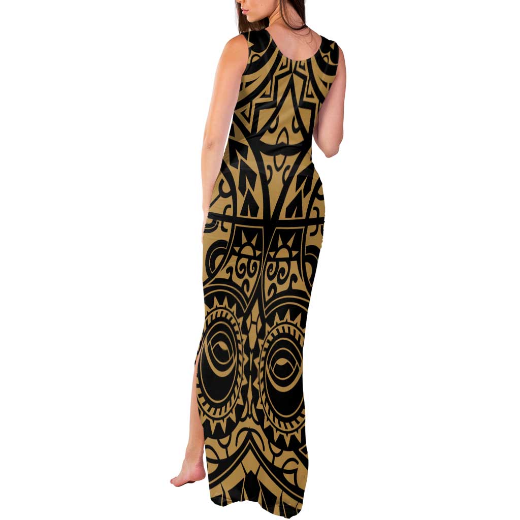 Austral Islands Tank Maxi Dress Tuhaa Pae Penu Stars Necklace Gold - Polynesian Pride