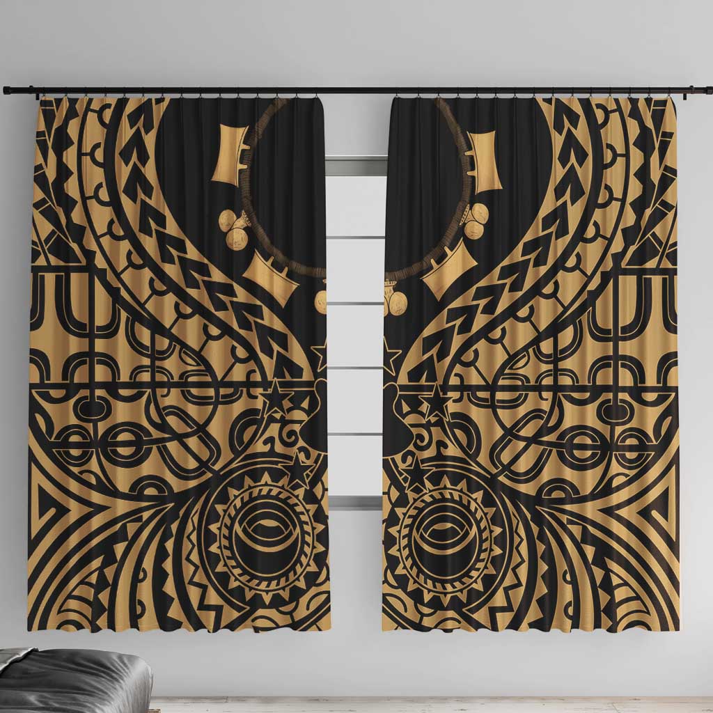 Austral Islands Window Curtain Tuhaa Pae Penu Stars Necklace Gold - Polynesian Pride