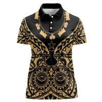 Austral Islands Women Polo Shirt Tuhaa Pae Penu Stars Necklace Gold - Polynesian Pride