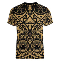 Austral Islands Women V-Neck T-Shirt Tuhaa Pae Penu Stars Necklace Gold - Polynesian Pride