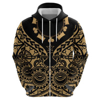 Austral Islands Zip Hoodie Tuhaa Pae Penu Stars Necklace Gold - Polynesian Pride