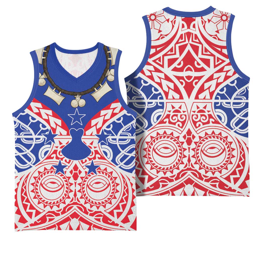 Austral Islands Basketball Jersey Tuhaa Pae Penu Stars Necklace Red LT14 - Polynesian Pride
