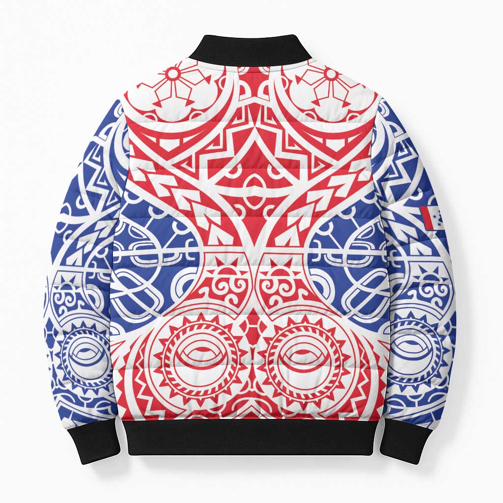 Austral Islands Bomber Puffer Jacket Tuhaa Pae Penu Stars Necklace Red LT14 - Polynesian Pride