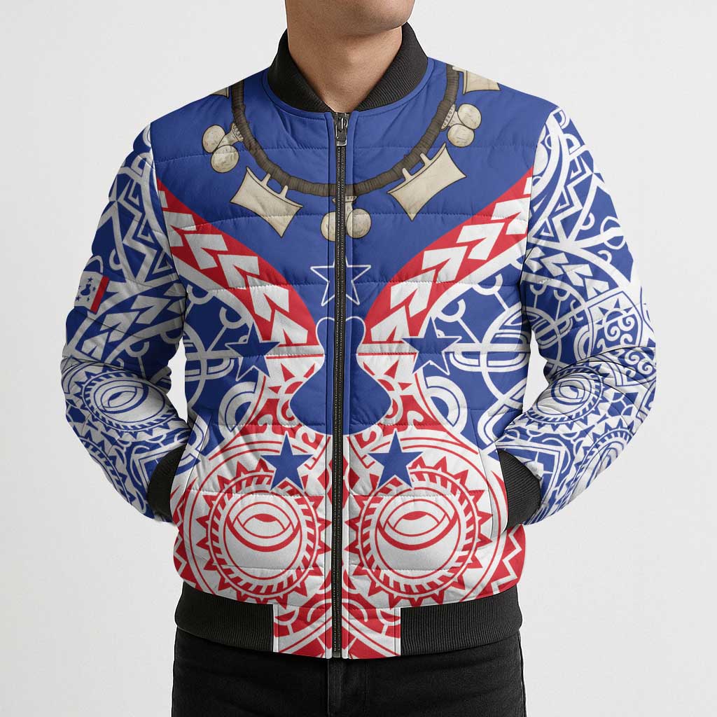 Austral Islands Bomber Puffer Jacket Tuhaa Pae Penu Stars Necklace Red LT14 - Polynesian Pride