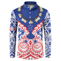Austral Islands Button Sweatshirt Tuhaa Pae Penu Stars Necklace Red LT14 Red - Polynesian Pride