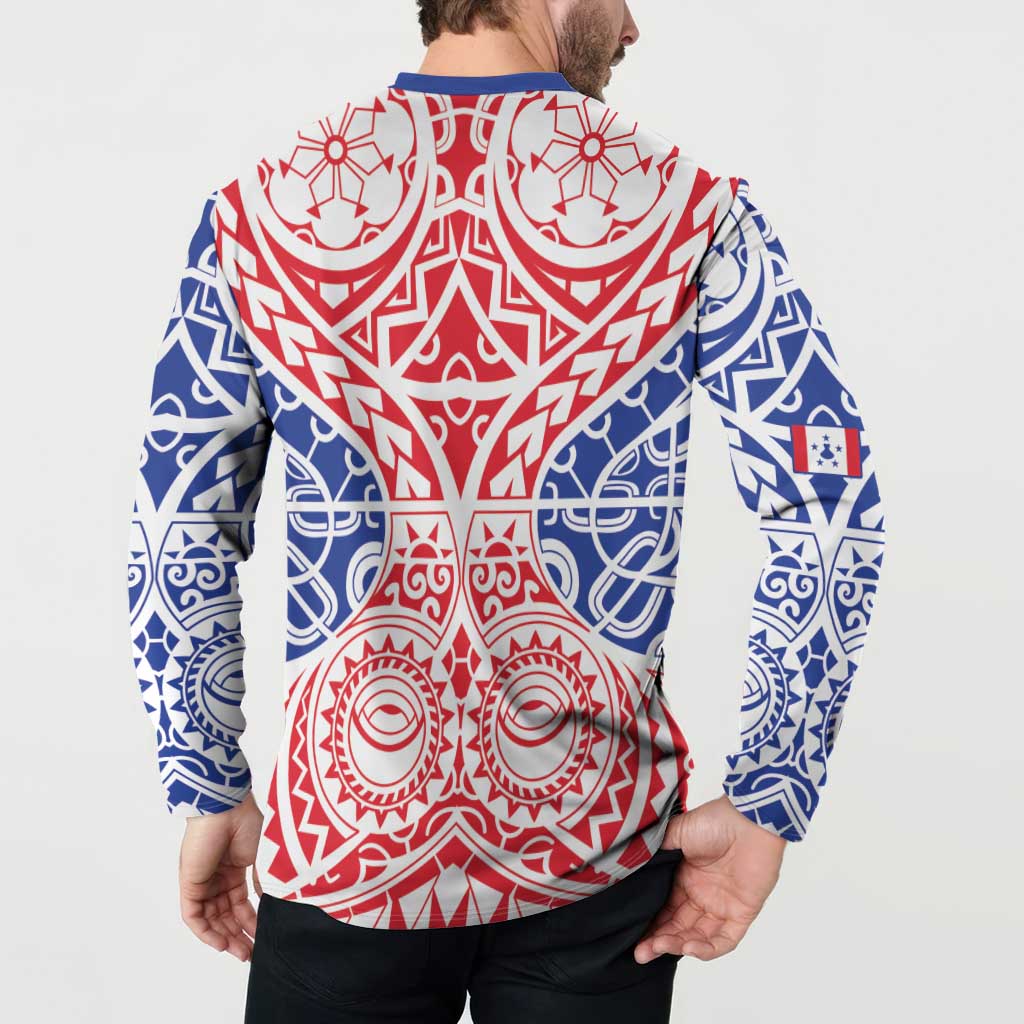 Austral Islands Button Sweatshirt Tuhaa Pae Penu Stars Necklace Red LT14 - Polynesian Pride