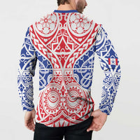 Austral Islands Button Sweatshirt Tuhaa Pae Penu Stars Necklace Red LT14 - Polynesian Pride