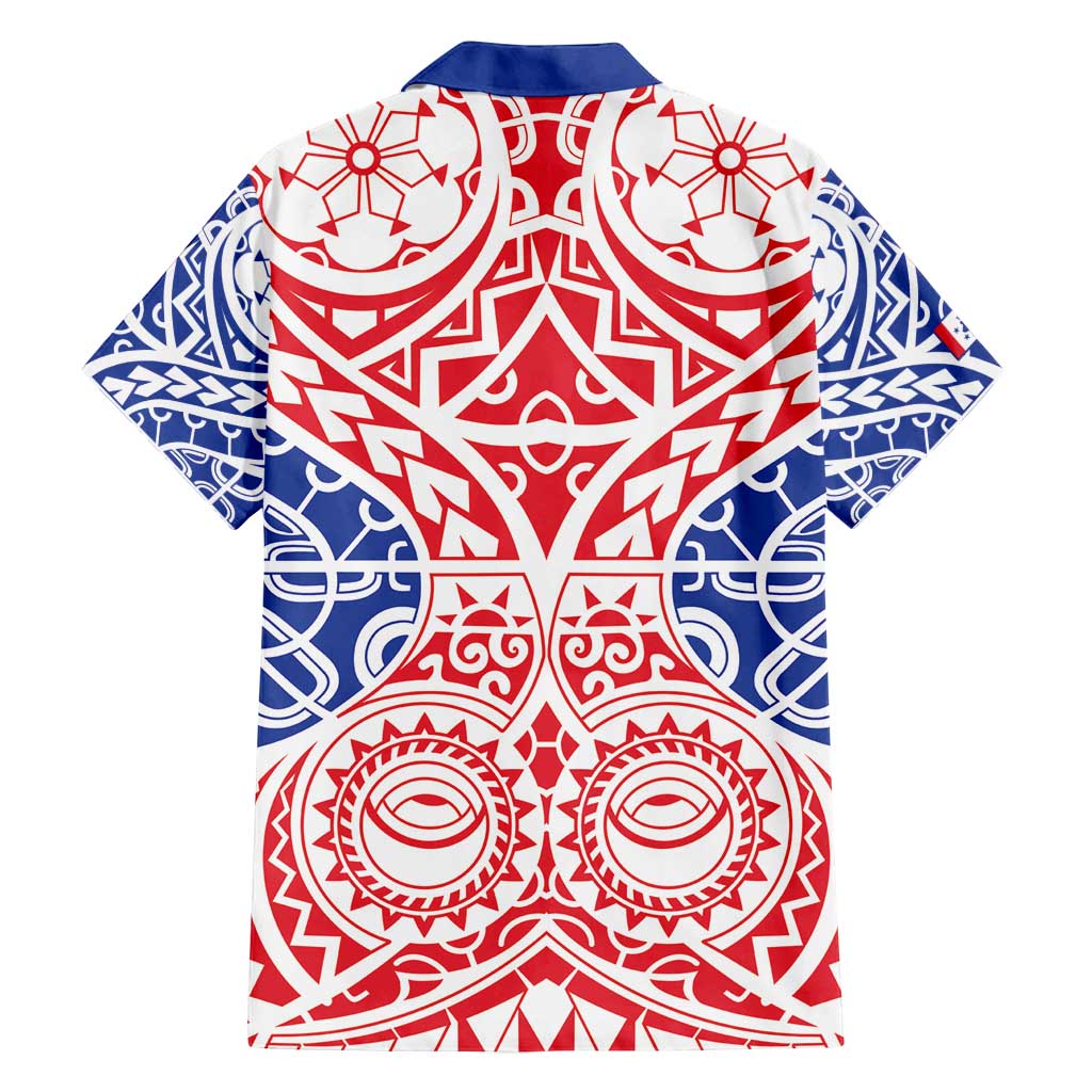 Austral Islands Family Matching Off Shoulder Maxi Dress and Hawaiian Shirt Tuhaa Pae Penu Stars Necklace Red - Polynesian Pride