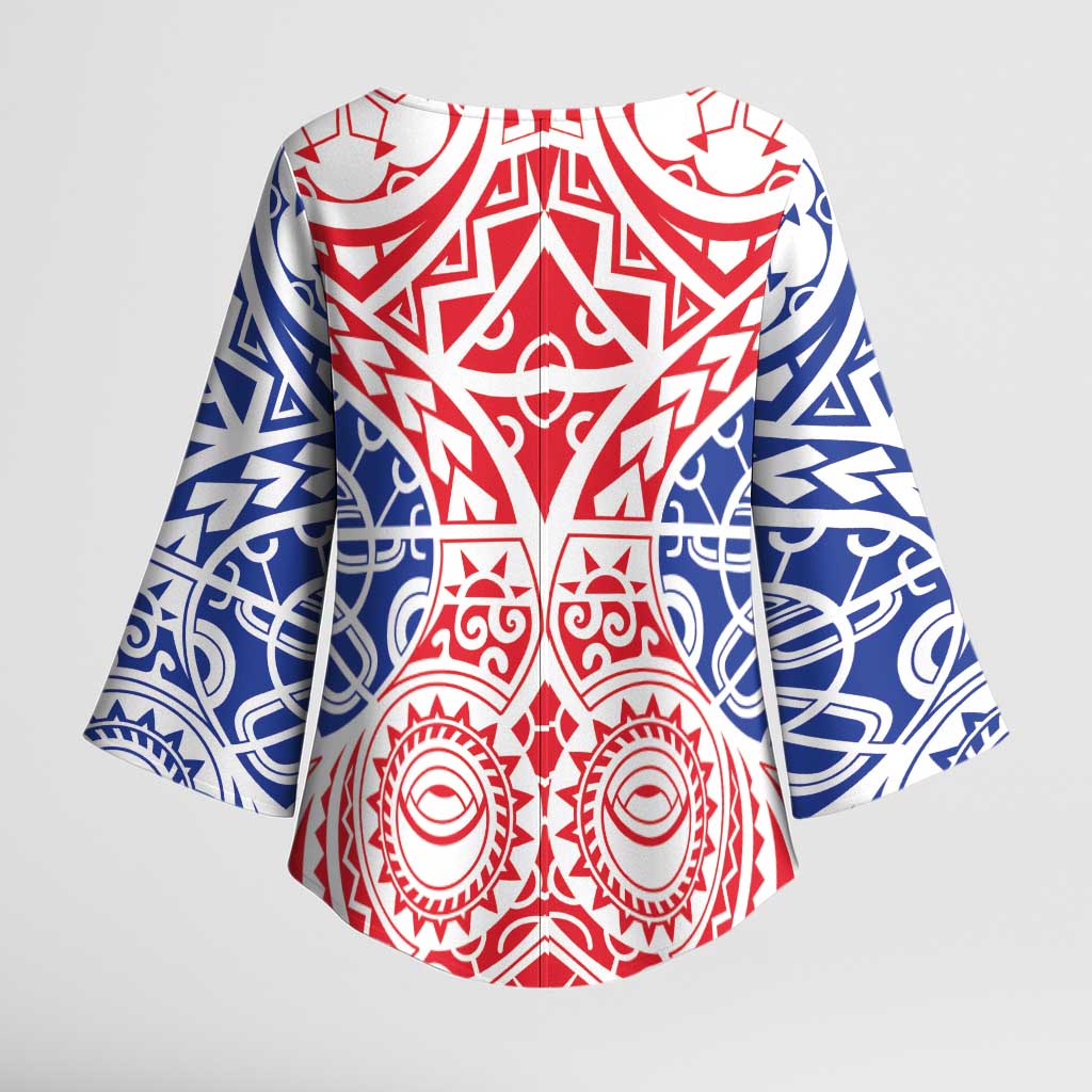 Austral Islands Kimono Sleeve Blouse Tuhaa Pae Penu Stars Necklace Red - Polynesian Pride