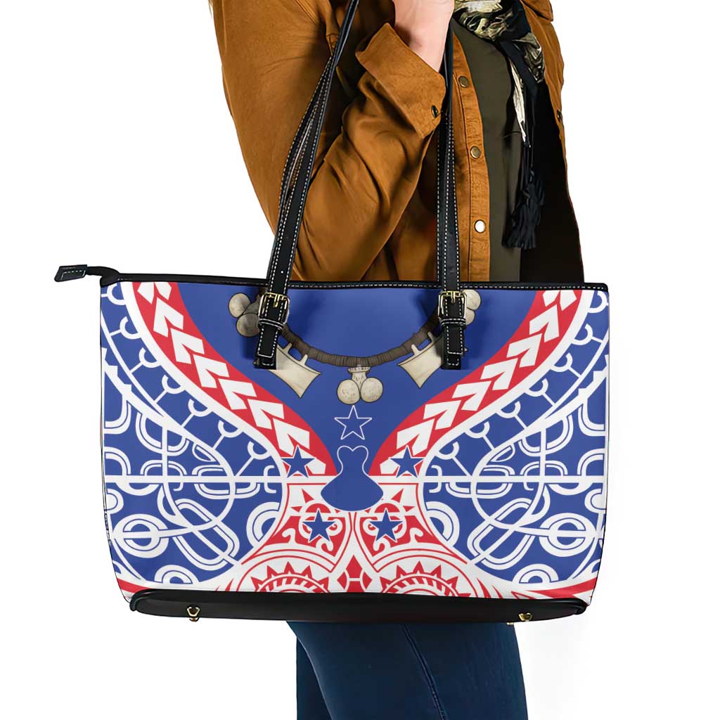 Austral Islands Leather Tote Bag Tuhaa Pae Penu Stars Necklace Red - Polynesian Pride