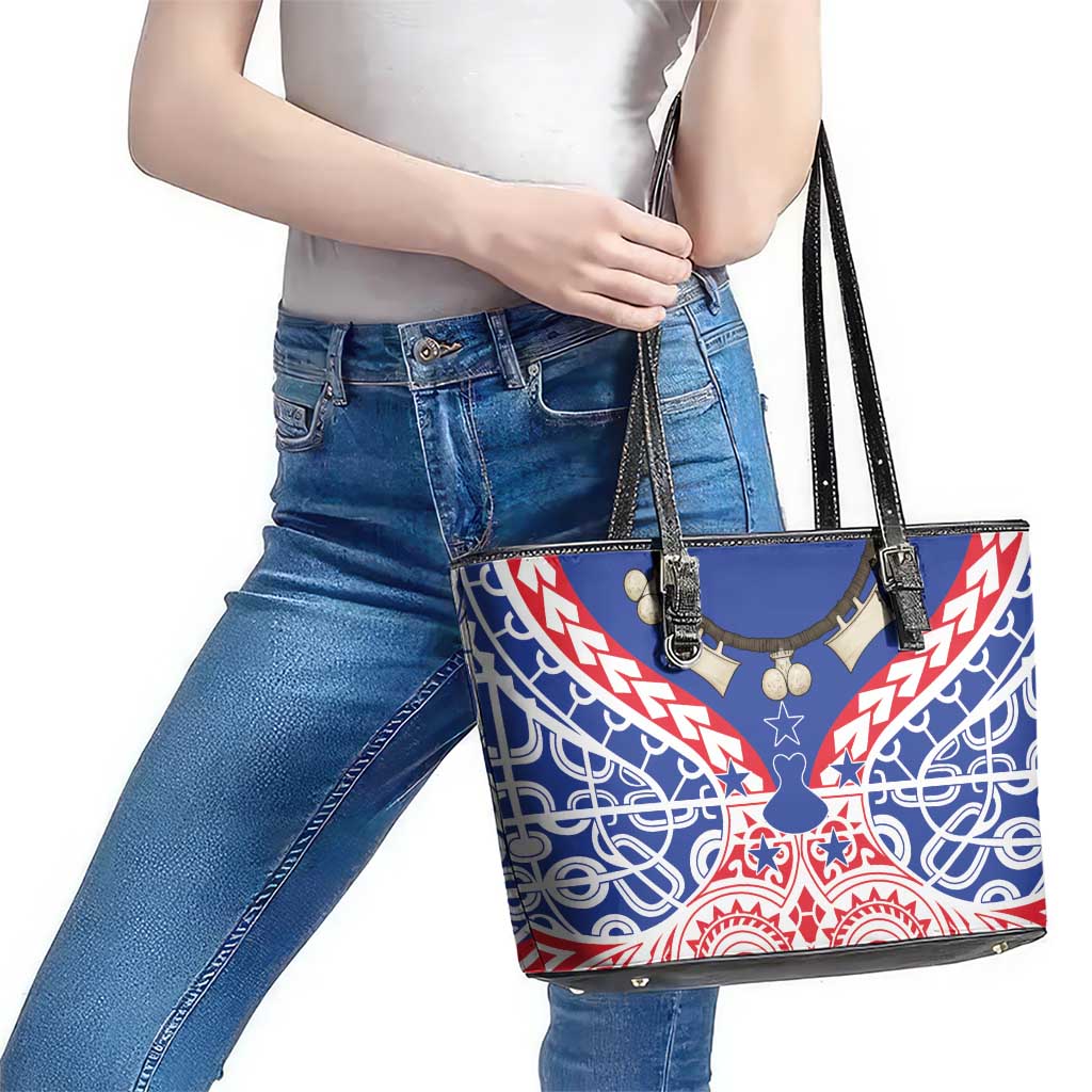 Austral Islands Leather Tote Bag Tuhaa Pae Penu Stars Necklace Red - Polynesian Pride