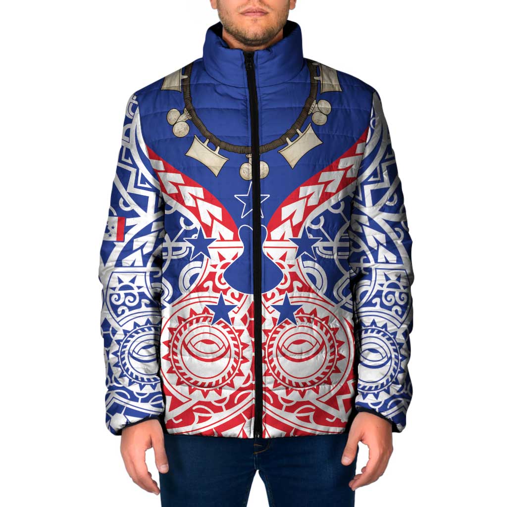 Austral Islands Padded Jacket Tuhaa Pae Penu Stars Necklace Red - Polynesian Pride