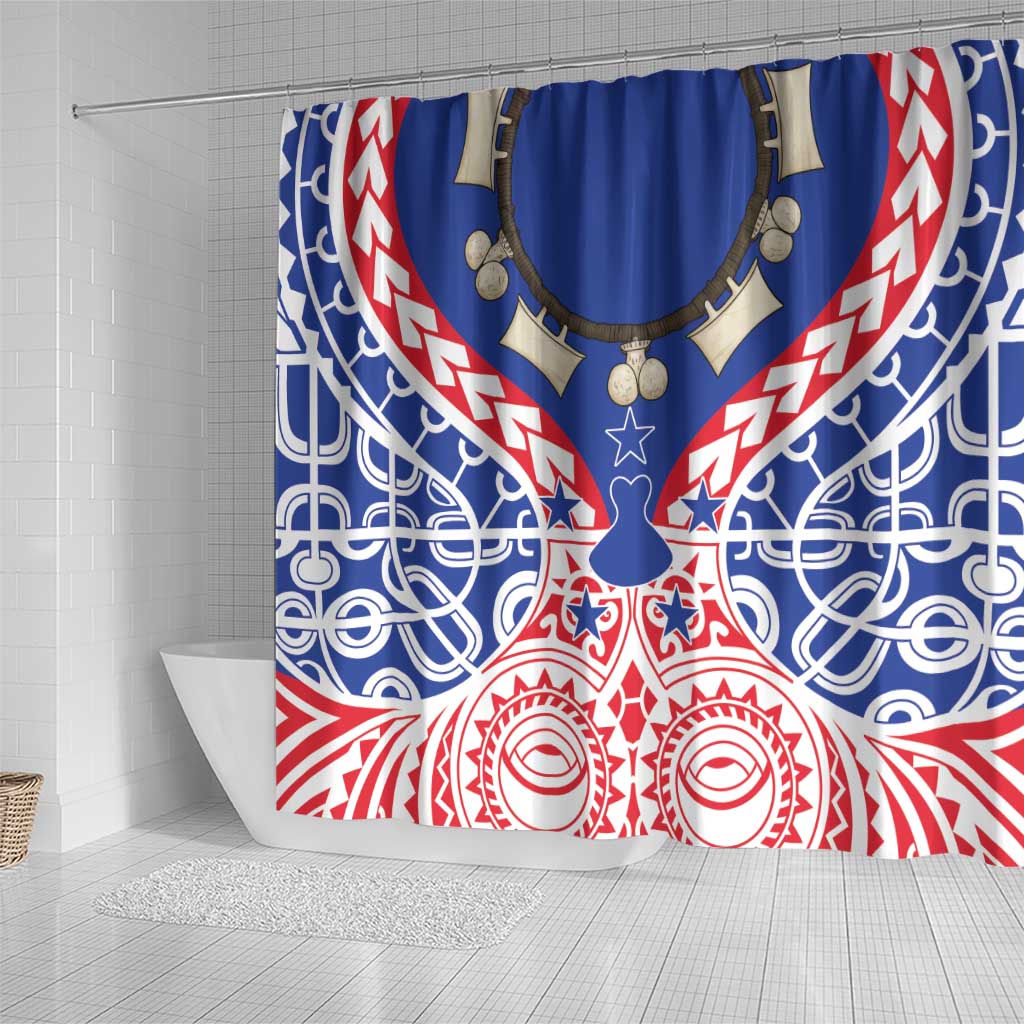 Austral Islands Shower Curtain Tuhaa Pae Penu Stars Necklace Red - Polynesian Pride
