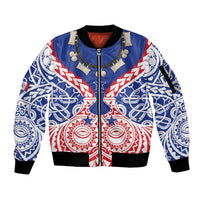 Austral Islands Sleeve Zip Bomber Jacket Tuhaa Pae Penu Stars Necklace Red - Polynesian Pride