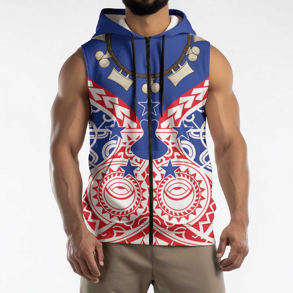 Austral Islands Sleeveless Zip Hoodie Tuhaa Pae Penu Stars Necklace Red LT14 - Polynesian Pride