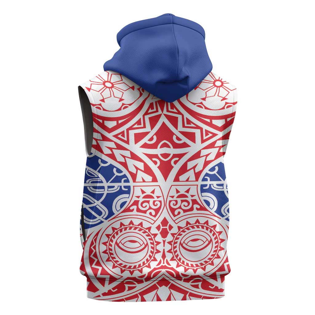Austral Islands Sleeveless Zip Hoodie Tuhaa Pae Penu Stars Necklace Red LT14 - Polynesian Pride