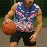 Austral Islands Sleeveless Zip Hoodie Tuhaa Pae Penu Stars Necklace Red - Polynesian Pride