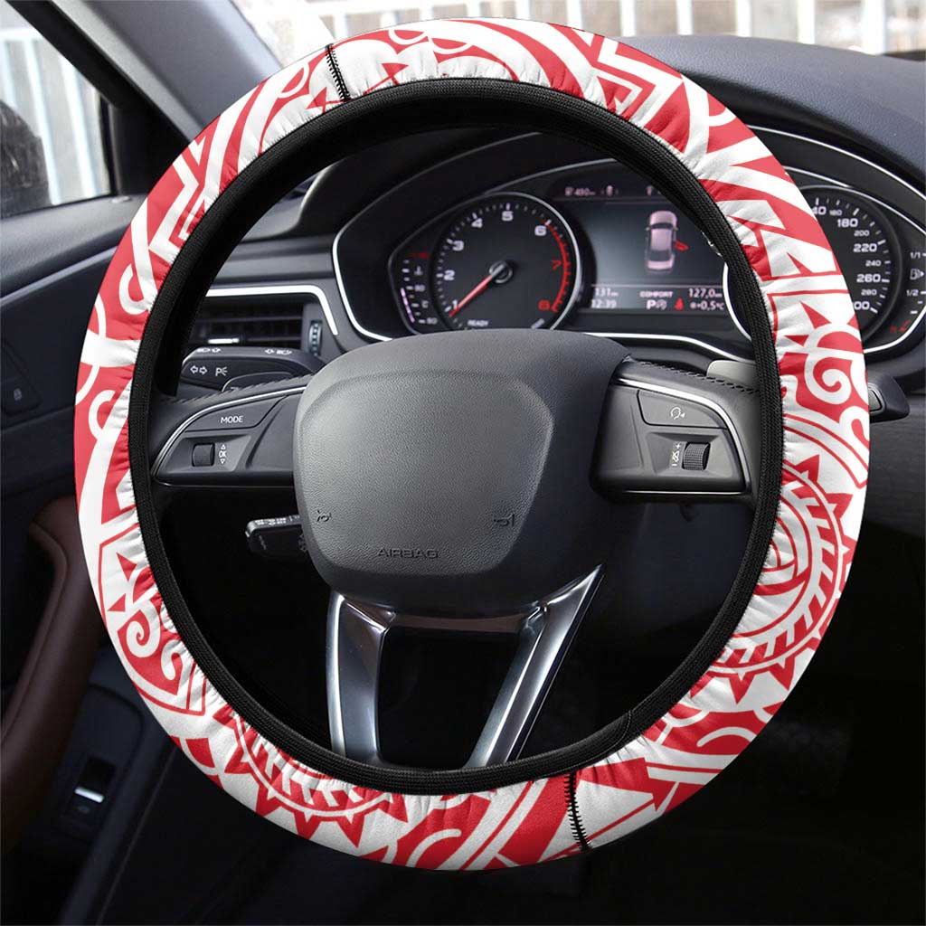 Austral Islands Steering Wheel Cover Tuhaa Pae Penu Stars Necklace Red LT14 - Polynesian Pride