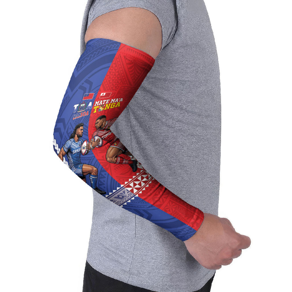 Toa Samoa Mate Ma'a Tonga Rugby Together Custom Arm Sleeves LT14 - Polynesian Pride