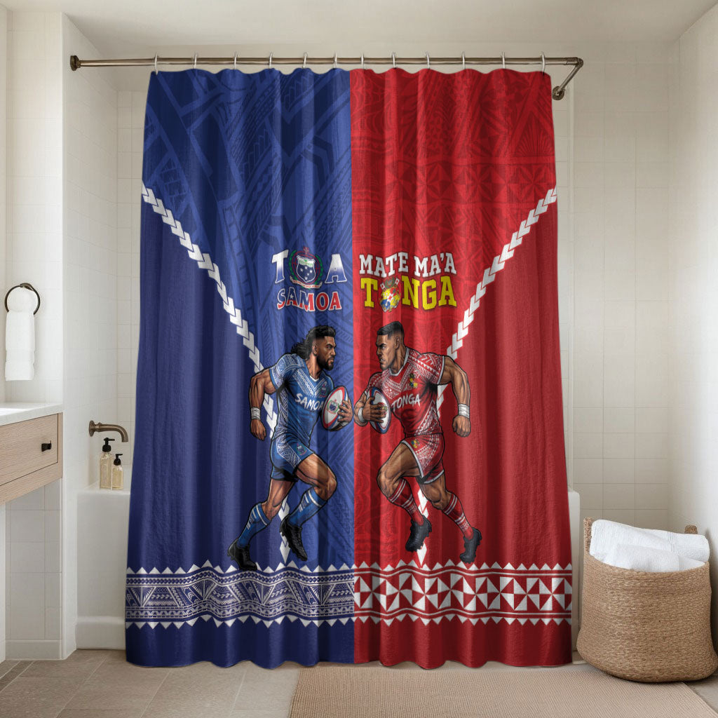 Toa Samoa Mate Ma'a Tonga Rugby Together Bathroom Set LT14 Shower Curtain Only Multicolor - Polynesian Pride