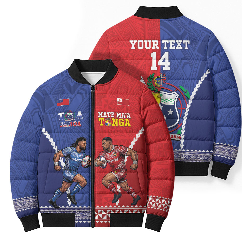 Toa Samoa Mate Ma'a Tonga Rugby Together Custom Bomber Puffer Jacket LT14 - Polynesian Pride