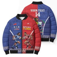 Toa Samoa Mate Ma'a Tonga Rugby Together Custom Bomber Puffer Jacket LT14 - Polynesian Pride