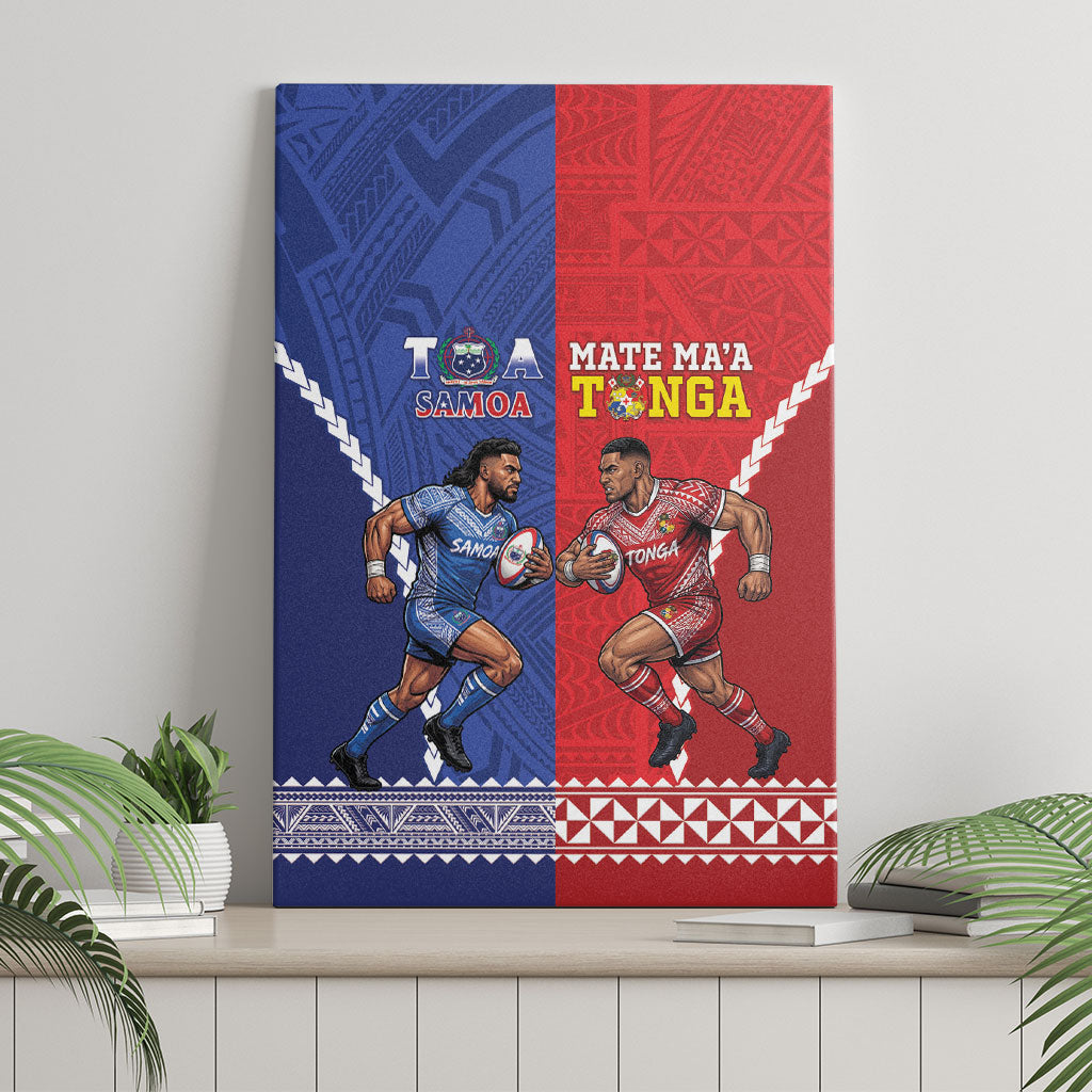 Toa Samoa Mate Ma'a Tonga Rugby Together Canvas Wall Art LT14 - Polynesian Pride