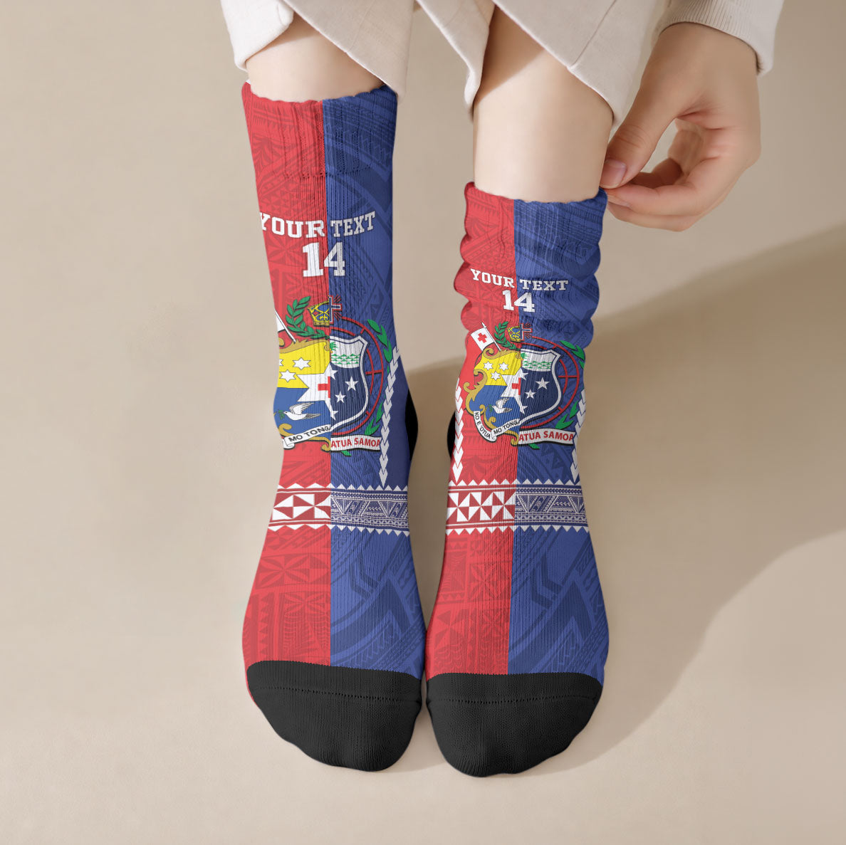 Toa Samoa Mate Ma'a Tonga Rugby Together Custom Crew Socks LT14 Crew Socks Multicolor - Polynesian Pride