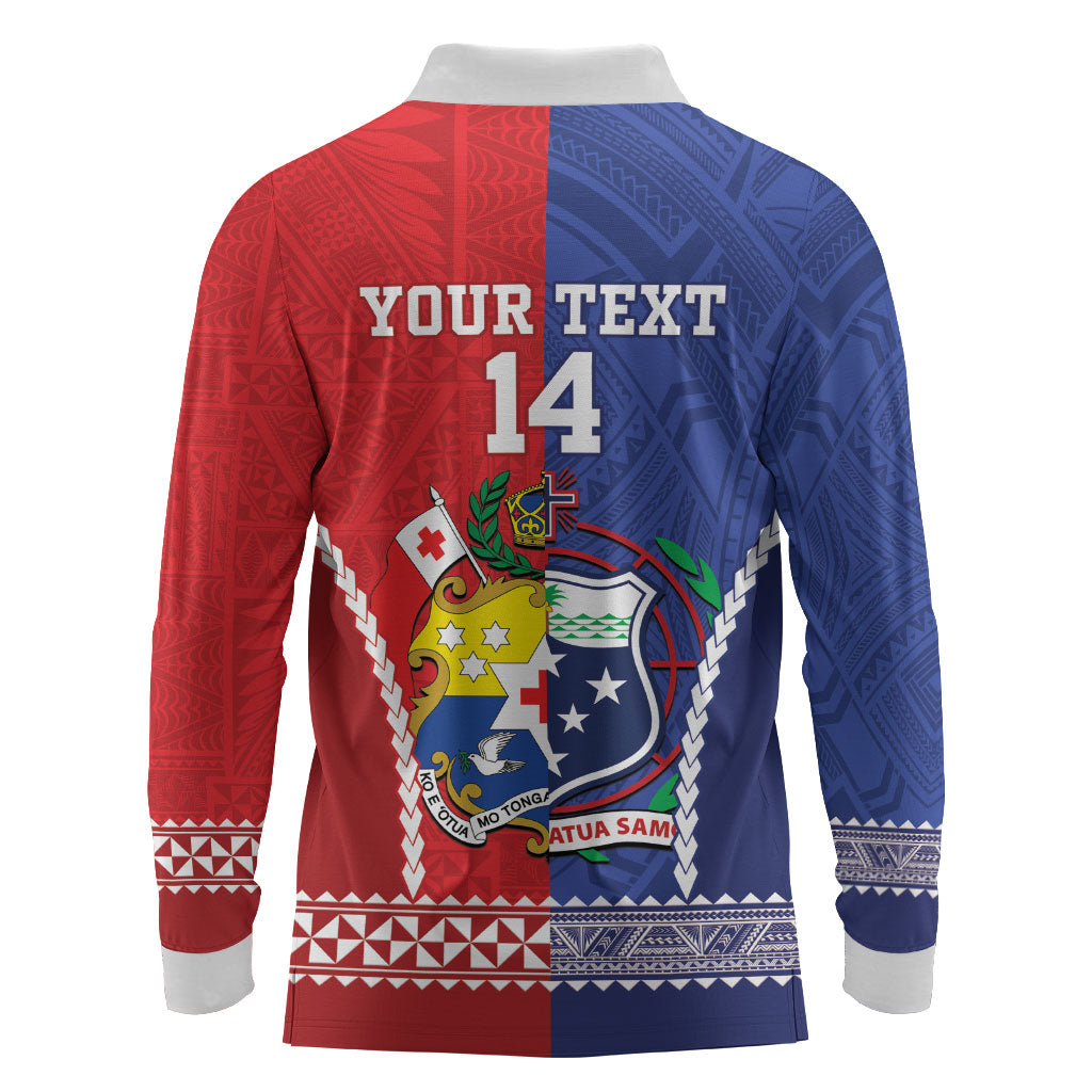 Toa Samoa Mate Ma'a Tonga Rugby Together Custom Long Sleeve Polo Shirt LT14 - Polynesian Pride