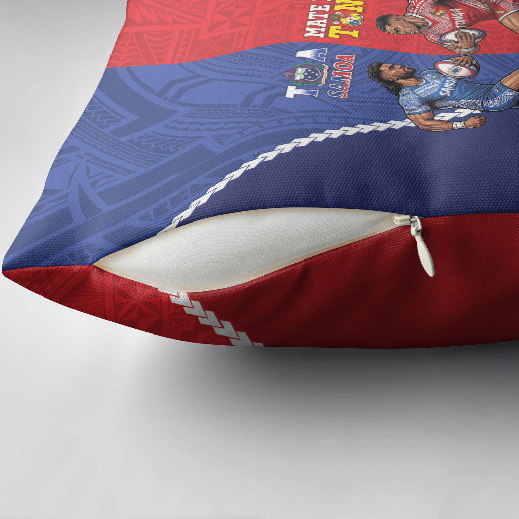 Toa Samoa Mate Ma'a Tonga Rugby Together Pillow Cover LT14 - Polynesian Pride