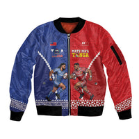 Toa Samoa Mate Ma'a Tonga Rugby Together Custom Sleeve Zip Bomber Jacket LT14 Unisex Multicolor - Polynesian Pride