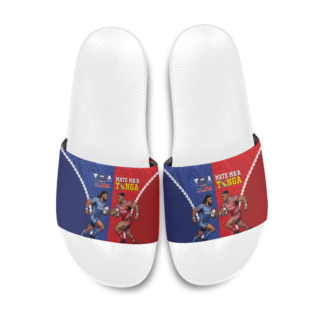 Toa Samoa Mate Ma'a Tonga Rugby Together Slide Sandals LT14 Multicolor - Polynesian Pride