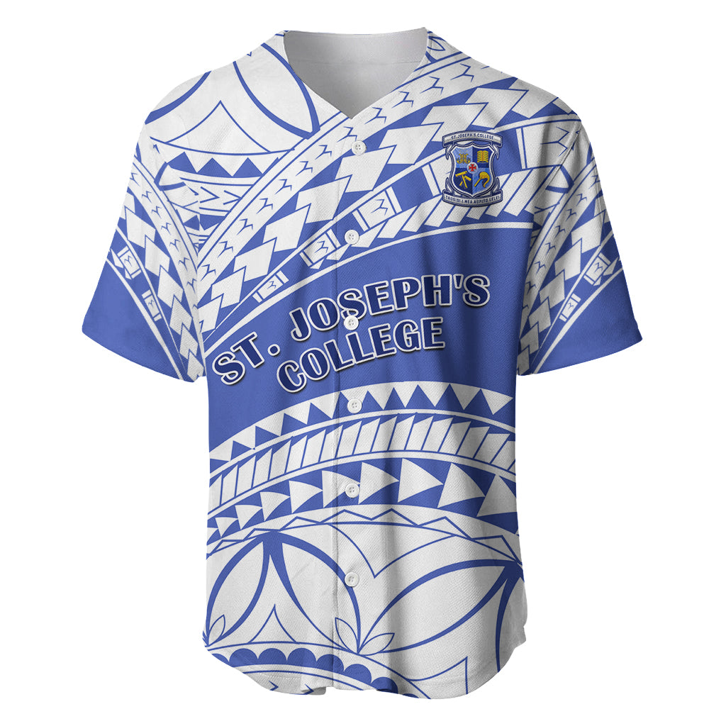 Personalised Samoa St Josephs College Baseball Jersey Marist Brothers Samoan Pattern LT14 Blue - Polynesian Pride