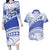 Personalised Samoa St Josephs College Couples Matching Long Sleeve Bodycon Dress and Hawaiian Shirt Marist Brothers Samoan Pattern LT14 Blue - Polynesian Pride