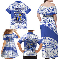 Personalised Samoa St Josephs College Family Matching Off Shoulder Maxi Dress and Hawaiian Shirt Marist Brothers Samoan Pattern LT14 - Polynesian Pride
