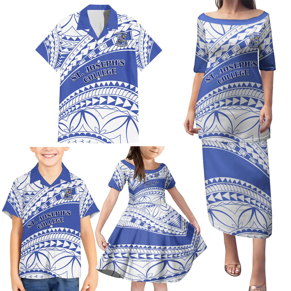 Personalised Samoa St Josephs College Family Matching Puletasi Dress and Hawaiian Shirt Marist Brothers Samoan Pattern LT14 - Polynesian Pride