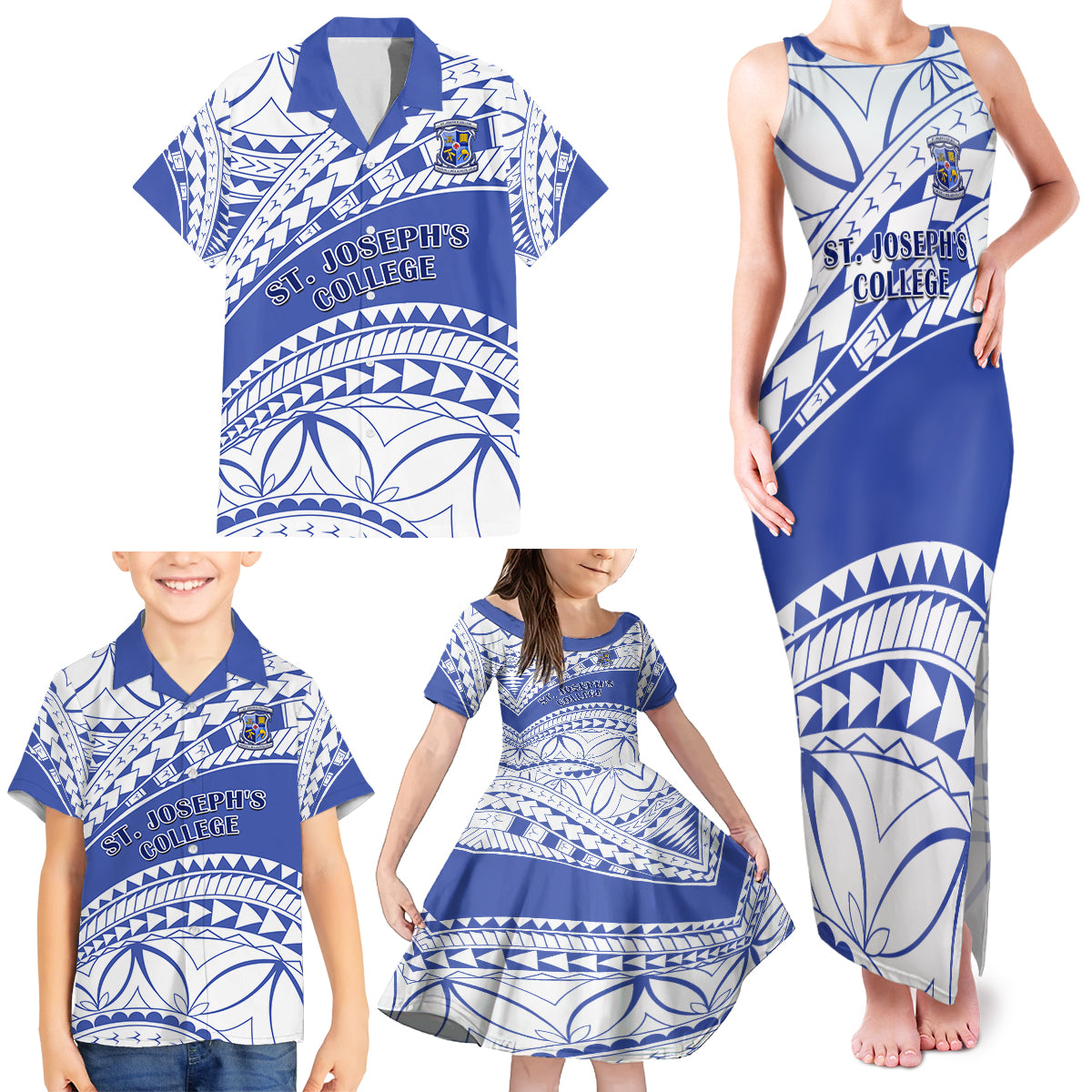 Personalised Samoa St Josephs College Family Matching Tank Maxi Dress and Hawaiian Shirt Marist Brothers Samoan Pattern LT14 - Polynesian Pride