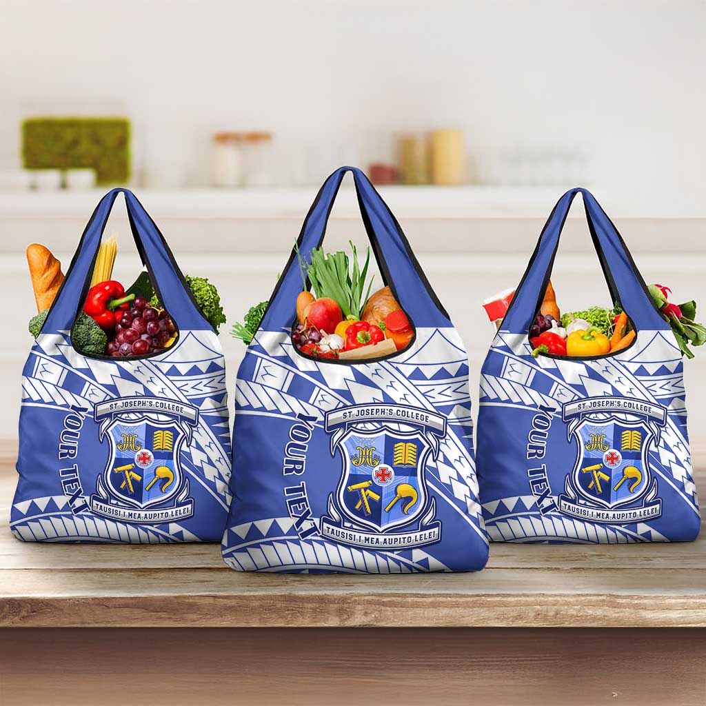Personalised Samoa St Josephs College Grocery Bag Marist Brothers Samoan Pattern LT14 3-pack One Size Blue - Polynesian Pride