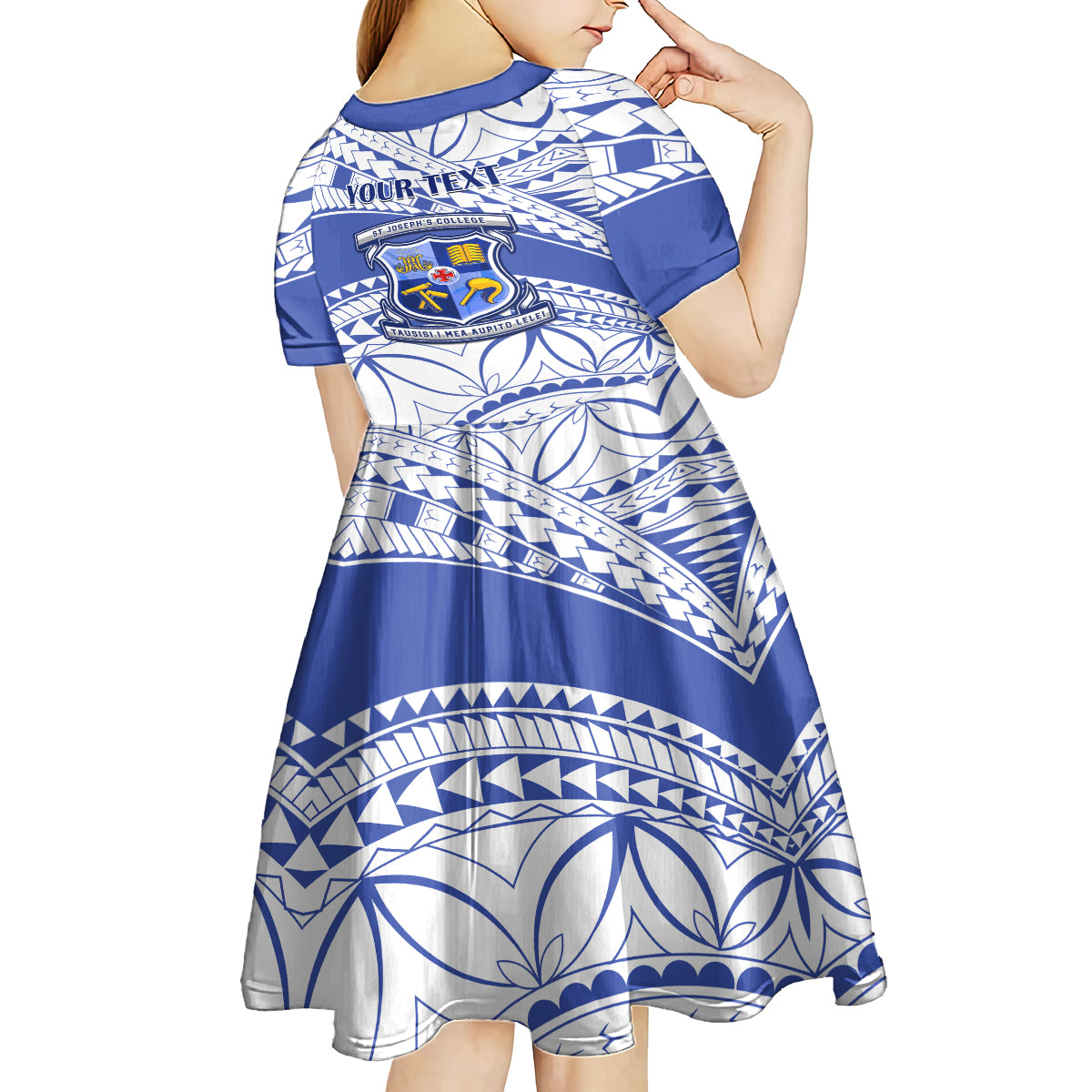 Personalised Samoa St Josephs College Kid Short Sleeve Dress Marist Brothers Samoan Pattern LT14 - Polynesian Pride