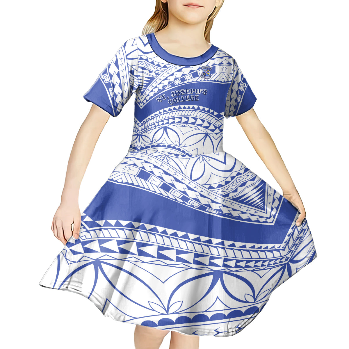 Personalised Samoa St Josephs College Kid Short Sleeve Dress Marist Brothers Samoan Pattern LT14 - Polynesian Pride